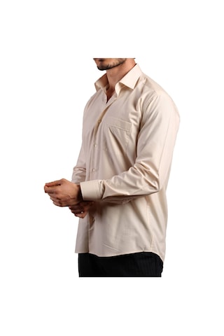 Bej Büyük Beden Rahat Kesim Cepli Uzun Kol Regular Fit Erkek Gömlek - 150-11 001