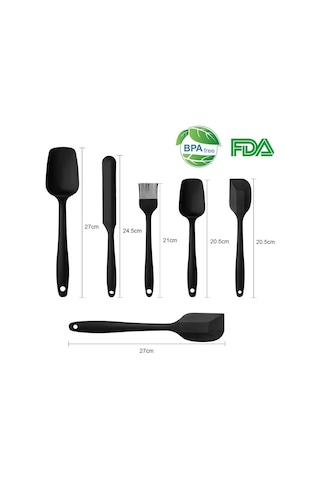 Lexroo Silikon Mutfak Yardımcısı, 6 Adet Silikon Spatula, Çorba Kaşığı, Fırın Fırçası, Spatula Çok Renkli