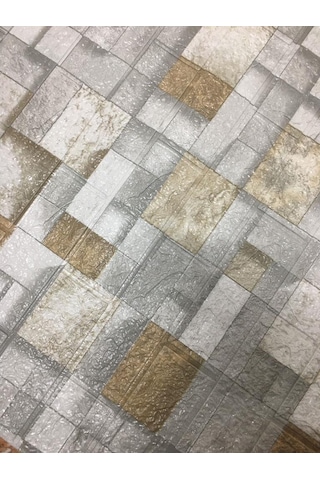 3D Kendinden Yapışkanlı Gri Kahverengi Küp Desen Duvar Kağıdı Pan