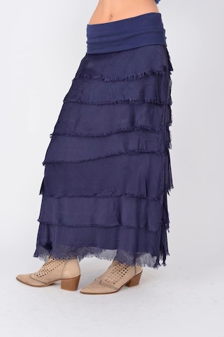 İtalyan 2 Beden Ince Gösteren Kat Kat Ipek Etek & Straplez Elbise Lacivert