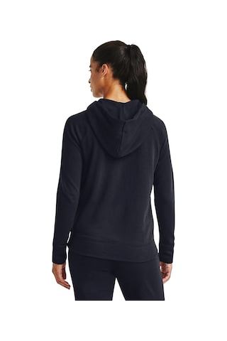 Under Armour Rival Terry Womens Hoodie Kadın Kapüşonlu Tam Boy Fermuarlı Sweatshirt Siyah Siyah