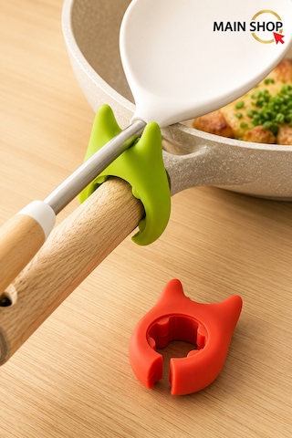 Mainshop 2 Adet Mutfak Tencere Kapağı Kaşık Tutucu Tava Tencere Kapağı Kaldırıcı M-50 Çok Renkli