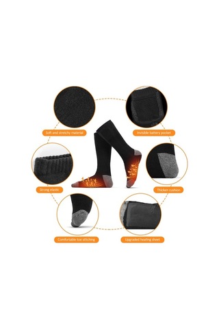 Willowhaven Kış Elektrikli Isıtma Çorapları Soğuk Hava Isıtmalı, Pamuklu, 35-44 Cn, Siyah/gri, Powerbanklı Siyah