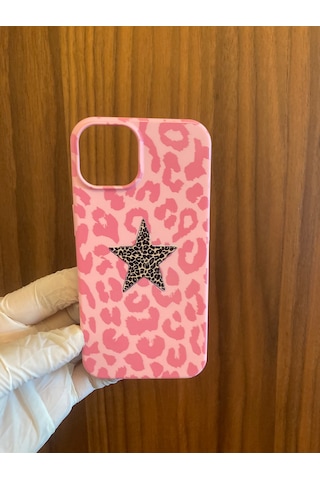 Apple iPhone Uyumlu 13/14 Leopar Baskılı İçi Kadife Silikon Telefon Kılıfı Pembe