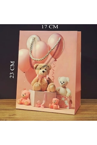 Freedom Store Sevimli Ayıcık Tasarımlı Küçük Boy Hediye Çantası Pembe