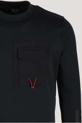 Erkek Sweatshirt Lacivert Ön Cep Detaylı Relaxed Fit Double Face Crewneck Ncs Jeans 1640-lacivert Lacivert