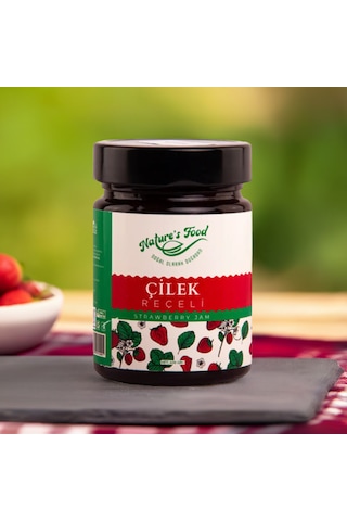 Çilek Reçeli Premium Series 400gr Cam Şişe %65 Çilek Doğal İçerik Doğal Tat Nature's Food