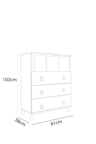 Ae-1046 Babil Beyaz Şifonyer 3 Çekmeceli