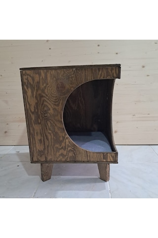 Dekoratif Ahşap Kedi Evi Ve Yan Sehpa