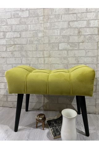 , Puf Ahşap Siyah Ayak Limon Sarısı,spor Modern Tasarım, Çima Dik
