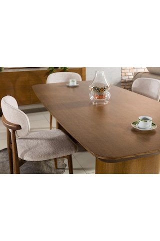Bella Yemek Odası Takımı Yemek Masası + 4 Adet Sandalye Kahverengi