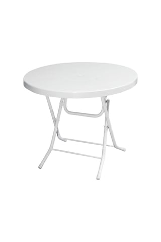 Omnipazar Mt-gfm206 Luce Plastik Yuvarlak Katlanır Bahçe Balkon Masa Ø85 Cm Beyaz Beyaz