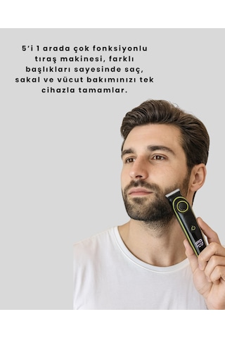 Uzun Pil Ömürlü Led Göstergeli Erkek Bakım Seti 5-in-1 Saç Sakal Tıraş Makinesi 1 - 2 Saat