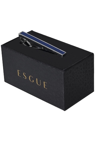 Esgue Saks Rengi Kravat İğnesi & Maşası Gümüş