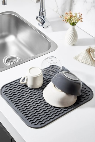 Bulaşıklık Mutfak Tezgahı Çok Amaçlı Mat Bulaşık Matı Kurutma Matı Antrasit 36 Cm X 28 Cm Belirtilme Diğer