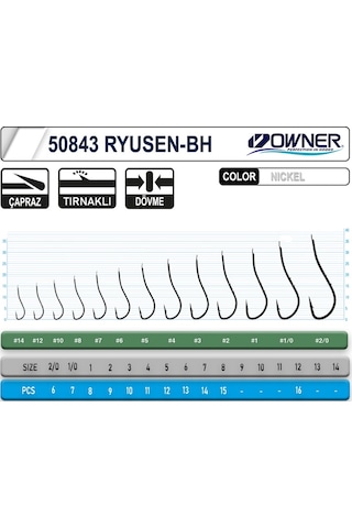 Owner 50843 Ryusen Bh Worm Tırnaklı İğne 1 8 Adet Beyaz