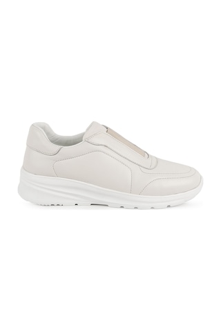 Libero Kadın Spor Ayakkabı L10.2274 Ekru Hakiki Deri Geniş Esnek Lastikli Bağcıksız Hafif Kalın Eva Taban Rahat Comfort Sneaker