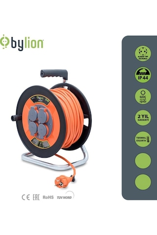 Bylion 3x2,5 30 Mt Kablolu Seyyar Plastik Makara Kapaklı