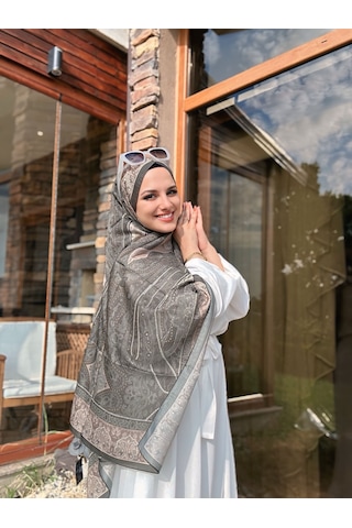 Nûda Vela Desen Soft Şal Haki