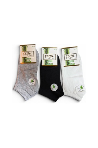 Çega Socks Kadın Bambu Dikişsiz Topuk Taban Takviyeli Patik Çorap 12'li Çok Renkli Çok Renkli