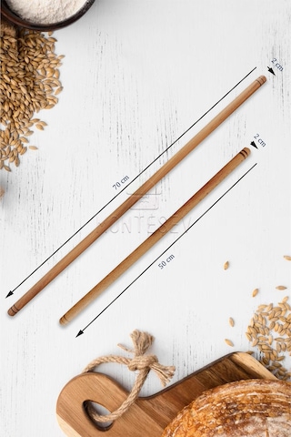 Zambak Serisi Ahşap Hamur Açma Oklavası Merdanesi Rulosu 4 Lü Set