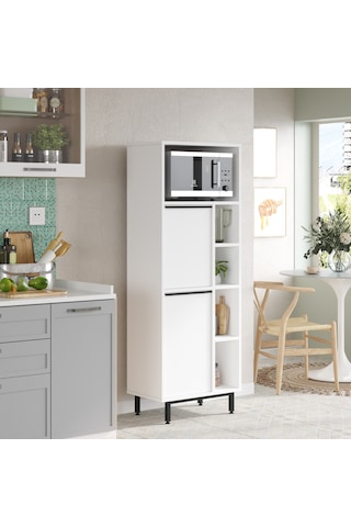 Robin Home Lidya Mutfak Kiler Dolabı Mikrodalga 2 Kapaklı Raflı M