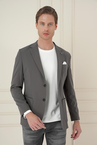 Efor Slim Fit Torba Cep Esnek Spandex Karışımlı Düz Koyu Haki Blazer Ceket C 696 Haki
