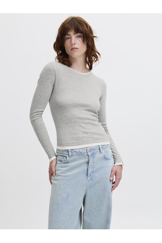 Jack & Jones Kadin Bisiklet Yaka Tisört - Henna - 12297870 Gri Melanj