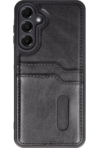 Gld-spt- Newface Samsung Uyumlu Galaxy S24 Fe Kılıf Sara Kartvizitli Deri Kılıf - Siyah
