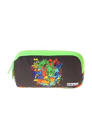 Kaukko Kids Street Dinazor Baskılı Siyah - Yeşil Erkek Çocuk Okul Kalemliği Kalem Çantası - L5416 Çok Renkli