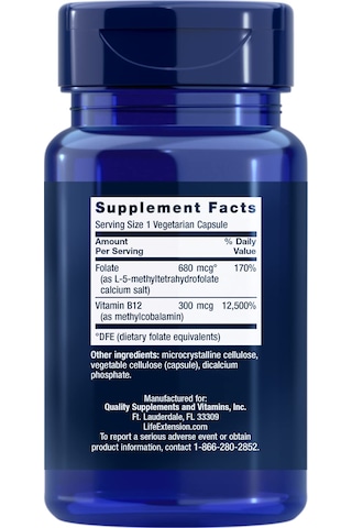 Life Extension, Bioactive, Folate & Vitamin B12, 90 Vegetarian...