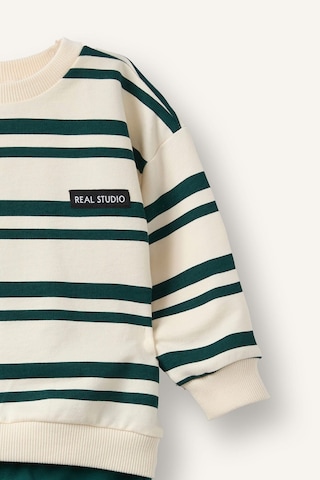 Defacto Çizgili Bisiklet Yaka Sweatshirt Üst Lastikli Paça Alt 2li Takım Erkek Bebek I0235a526augn1116 Yeşil-gn1116