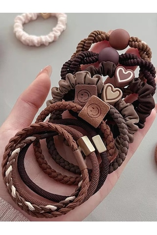Mını Shop Msk Saç Lastiği Seti 10 Adet. 173789866 Kahve