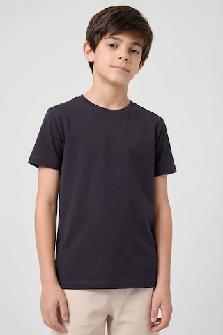 Antrasit O Yaka Standart Fit Basic Unisex Çocuk T-shirt - 11328 Antrasit