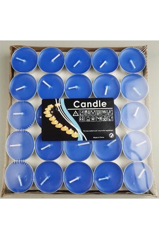 Çay Işığı Mumlar 50'li Pakette Kokusuz Tealight Mumlar Romantik Aşk Mumları Ev Dekorasyonu Düğün Doğum Günü İçin Toplu Mavi
