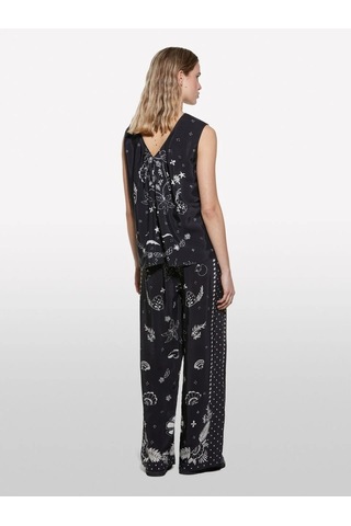 Sisley %100 Viskoz Tamamı Baskılı Normal Bel Palazzo Pantolon Kadın Siyah Pantolon - 325p4yqzlf076