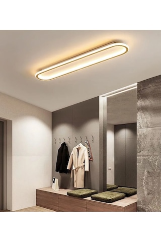 Beyaz 100x16 cm Oval Avize 3000K Sarı Işık Led Tavan Lambası