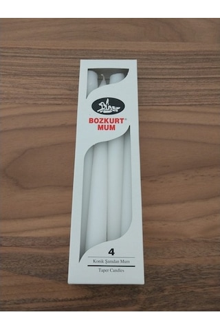 Şamdan Mum Beyaz 4'Lü Paket Bozkurt Mum