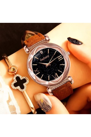 Gogoey G4417kss Kadın Kol Saati Kahverengi + Bileklik