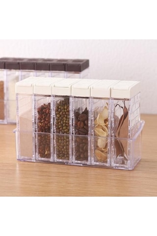 Novahub Kahve Açılış Kapaklı Şeffaf 2 Yönlü Baharat Kavanozu Set 6 Adet Mutfak İçin Kahve