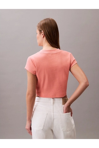 Calvin Klein Monogram Baby Tee Kadın Pembe T-shirt Lv047ab802-vdw Turuncu