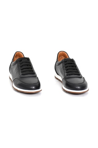 Tuna Hakiki Deri Siyah Erkek Sneaker Ayakkabı - 241338 Siyah