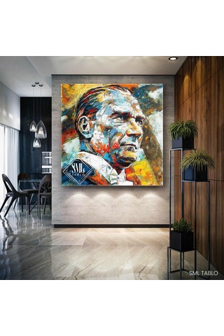 Mustafa Kemal Atatürk Karizma Bakış Kanvas Tablo 100x100 Cm