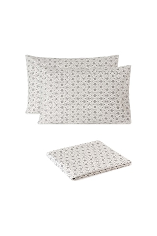 Mix & Match Bloom %100 Pamuk Çift Kişilik Çarşaf Seti Gri