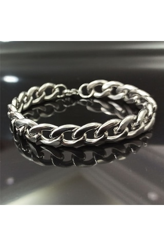 Gurmet Erkek Çelik Bileklik 10 mm Kalın Model Beyaz