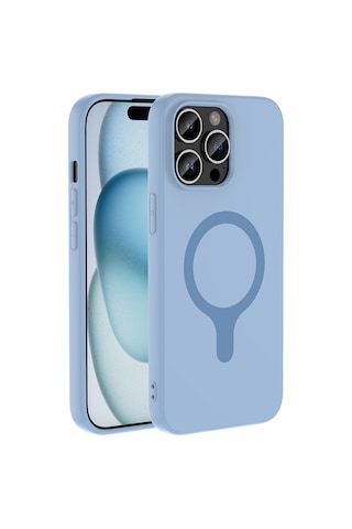 Apple iPhone Uyumlu 14 Pro Max Kılıf M-safe Şarj Özellikli Zore Aris Silikon Kapak - Baby Blue