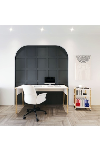 Zenith Çalışma Masası Kitaplık Takımı150cm Beyaz Meşe
