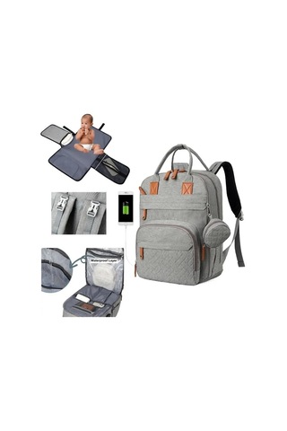 Jialan Bebek Bezi Çantası Sırt Çantası Bebek Essentials Seyahat Gri