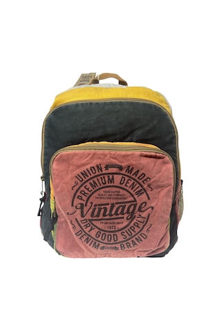 Kaliteli Vintage Salaş Yıkama Kumaş Disayn Günlük Gezi Okul Sırt Çantası 30cmx40cm Pembe - Siyah