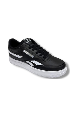 Best Of 2014-26 Cilt Deri Anatomik Bağcıklı Sneaker Siyah Beyaz 36-40